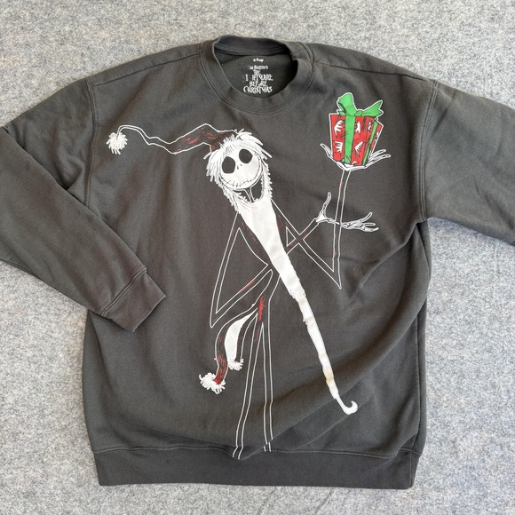 Disney Other - Disney Nightmare Before Christmas Sweatshirt Unisex Large Black Jack Skellington